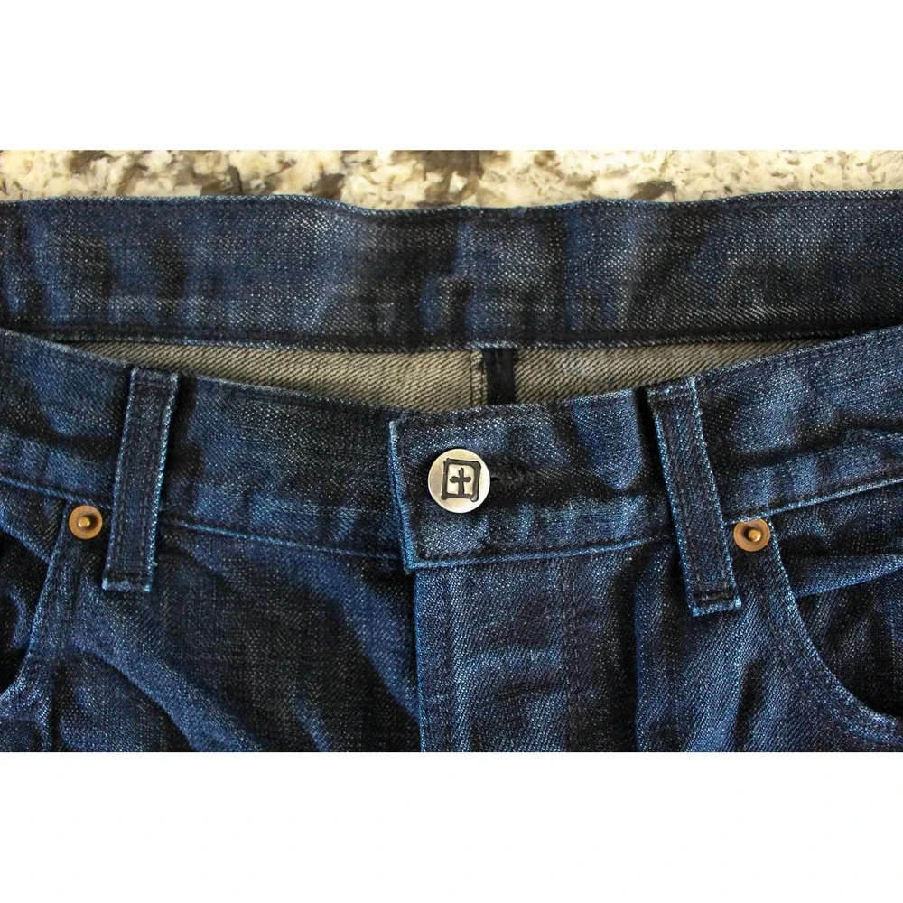 Ksubi Jeans Mens 38 x 33 Dark Wash Denim Straight Leg Button Fly Made in USA